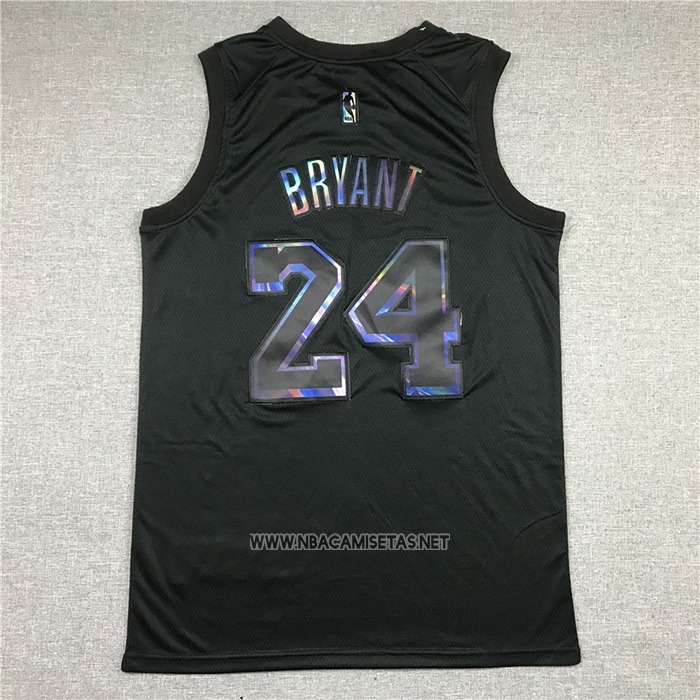 Camiseta Los Angeles Lakers Kobe Bryant NO 24 Iridescent Logo Negro